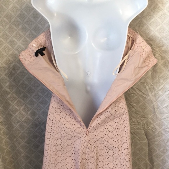 Soft Pink Lace Eyelet Strapless A Line Dress 100% Cotton Fully Lined Size 6 - Picture 8 of 14